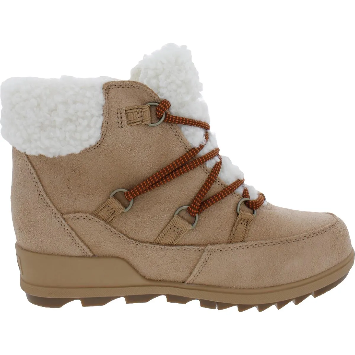 Evie Cozy Womens Suede Faux Fur Hiking Boots