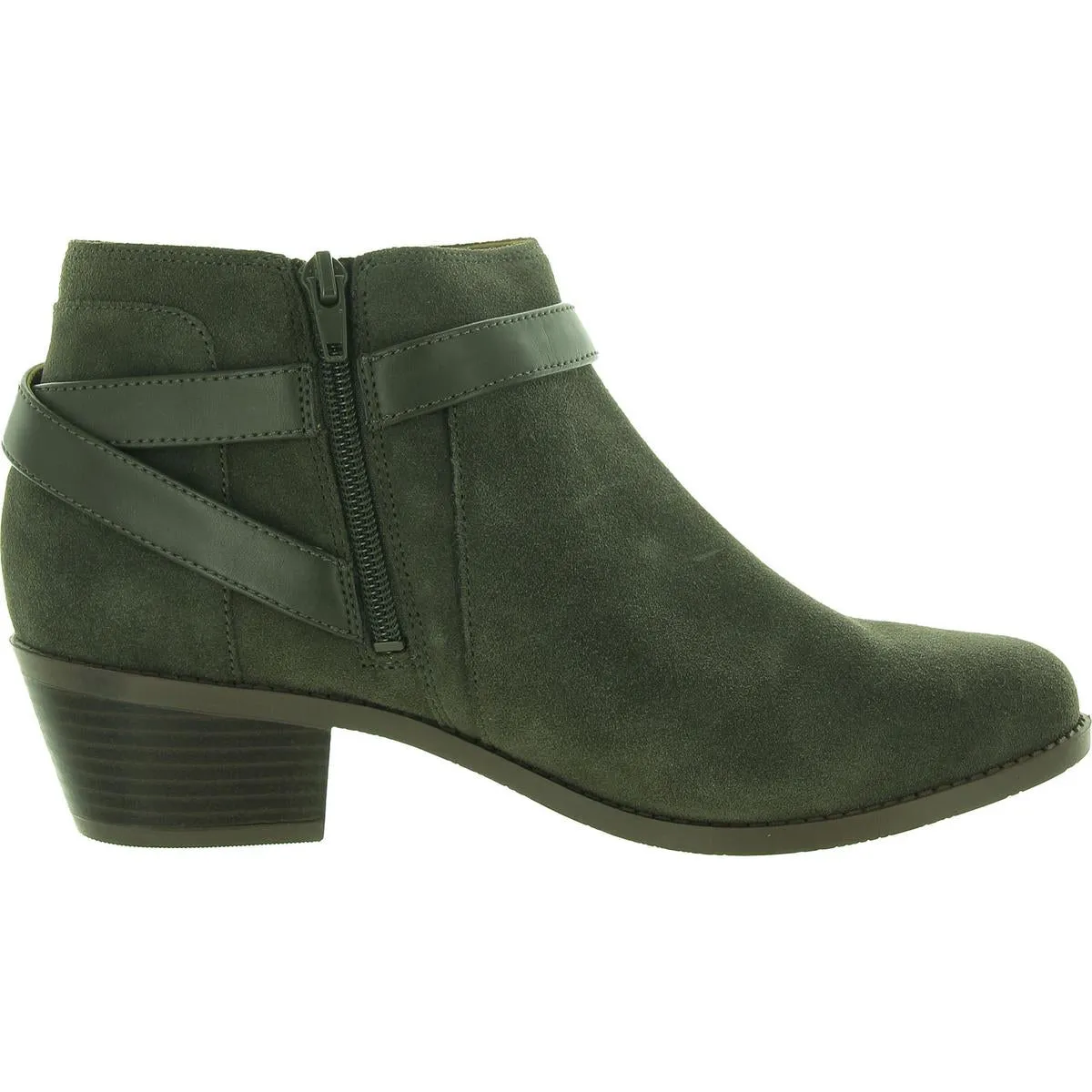 Finn Womens Zipper Block Heel Ankle Boots