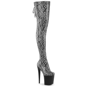 FLAMINGO-3008SP-Boot Grey-Black Snake Print/Black Matte