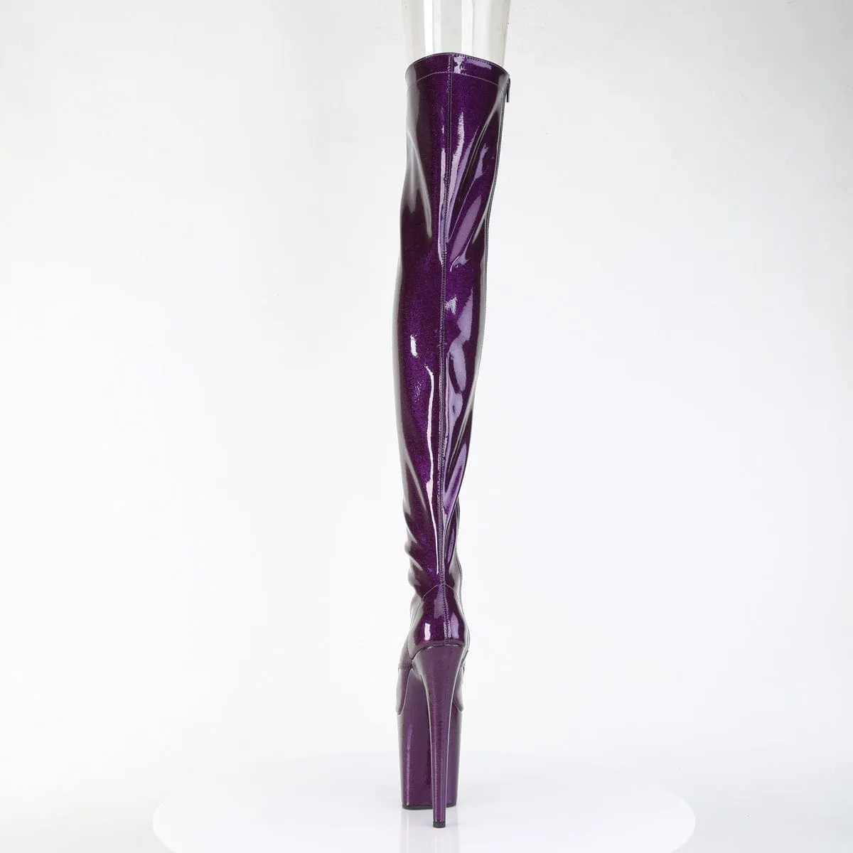FLAMINGO-3021GP Purple Glitter Pat Thigh Boots
