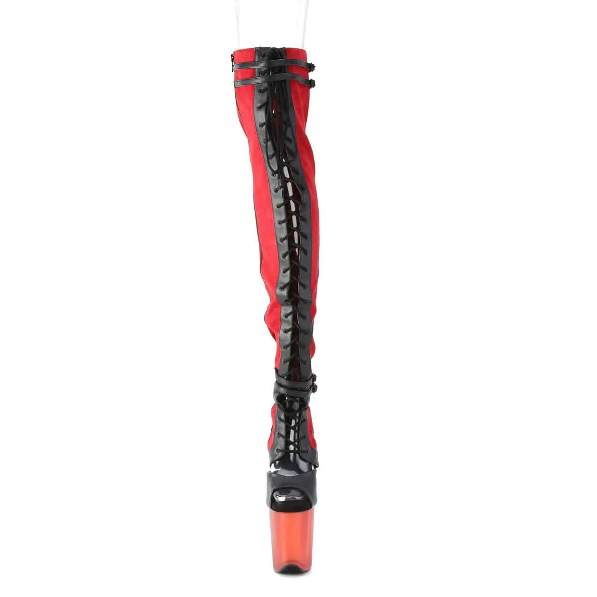 FLAMINGO-3027 Red Faux Suede-Black Faux Leather/Frosted Red