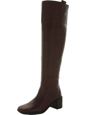 Forla Womens Leather Square Toe Over-The-Knee Boots