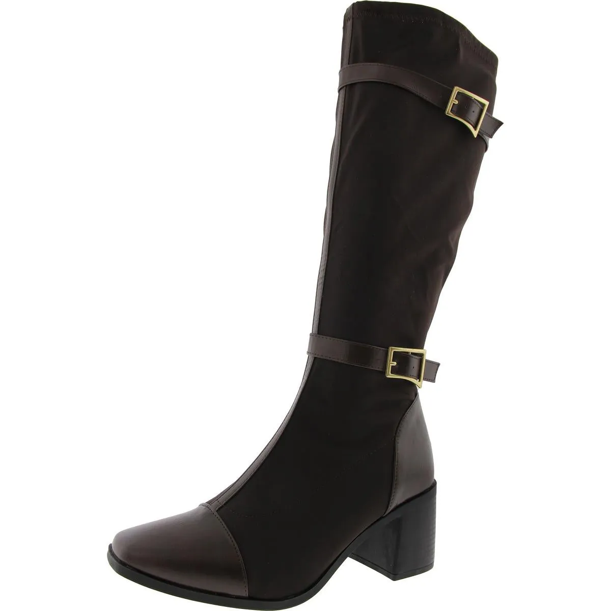 Gaibree Womens Faux Leather Solid Knee-High Boots