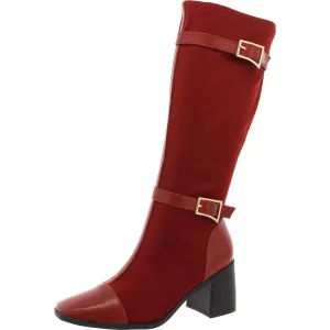 Gaibree Womens Faux Leather Solid Knee-High Boots