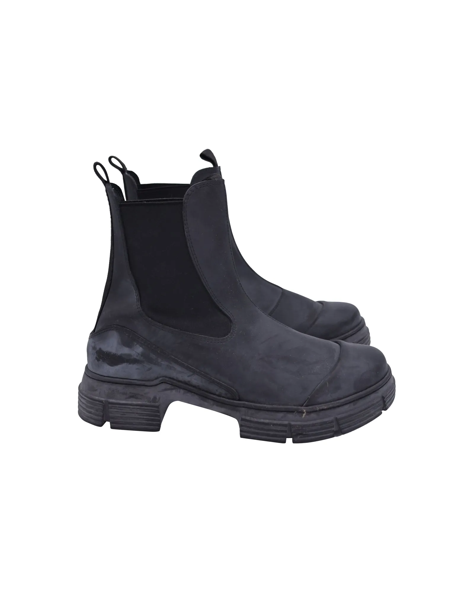 Ganni Chelsea Rain Boots in Black Recycled Rubber