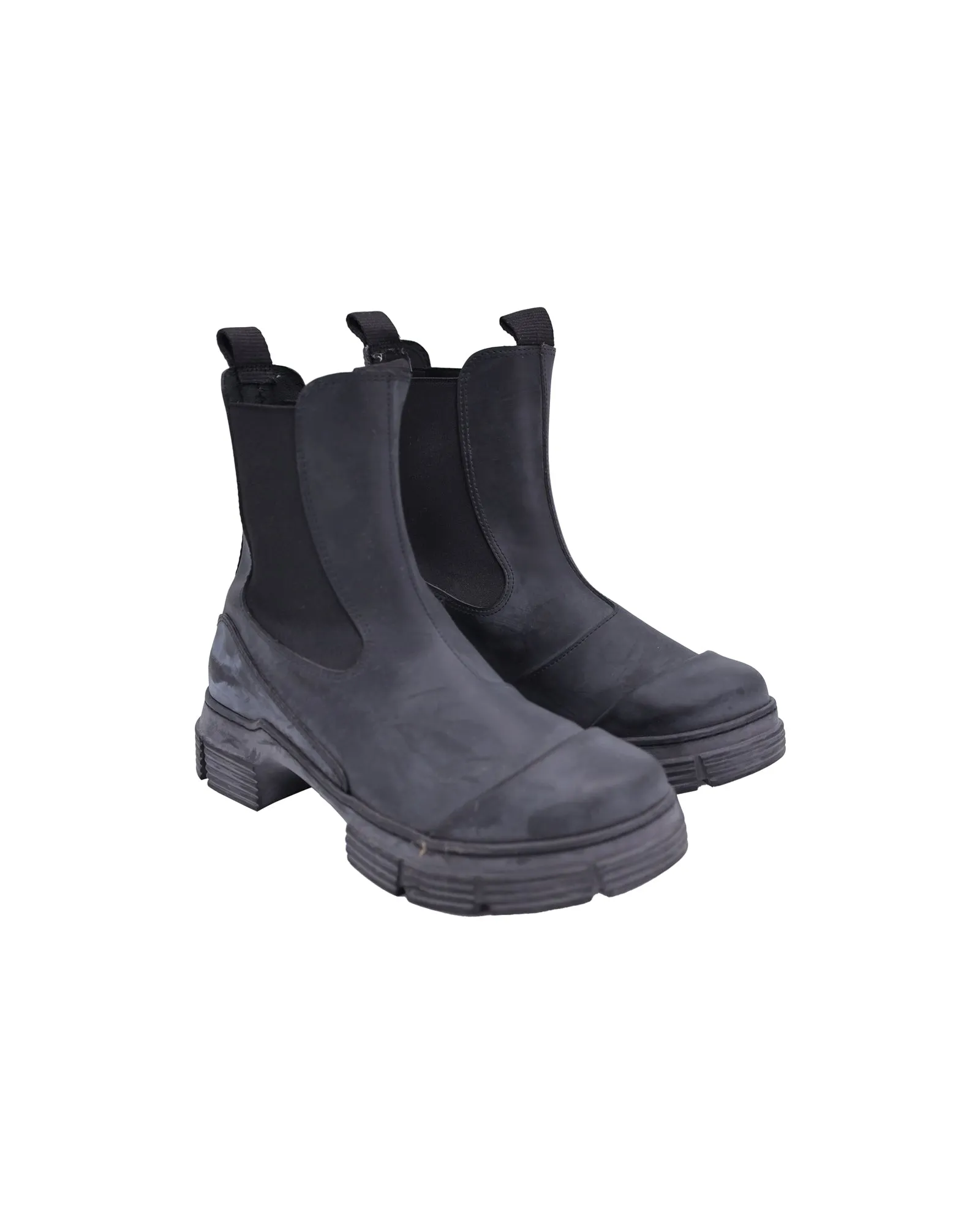 Ganni Chelsea Rain Boots in Black Recycled Rubber
