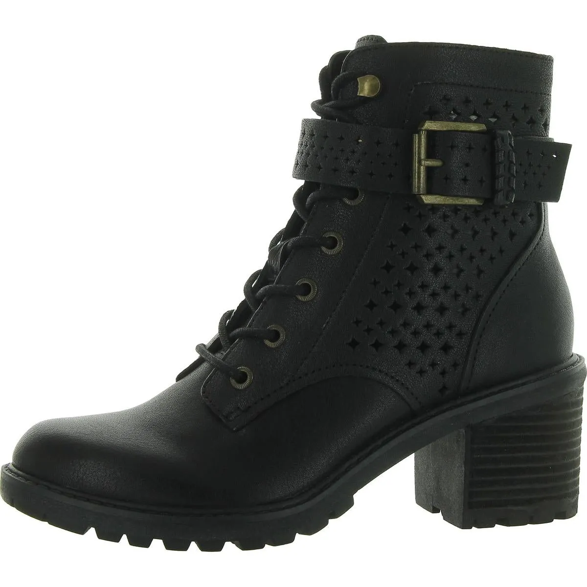 Gemma Womens Zipper Booties Combat & Lace-up Boots