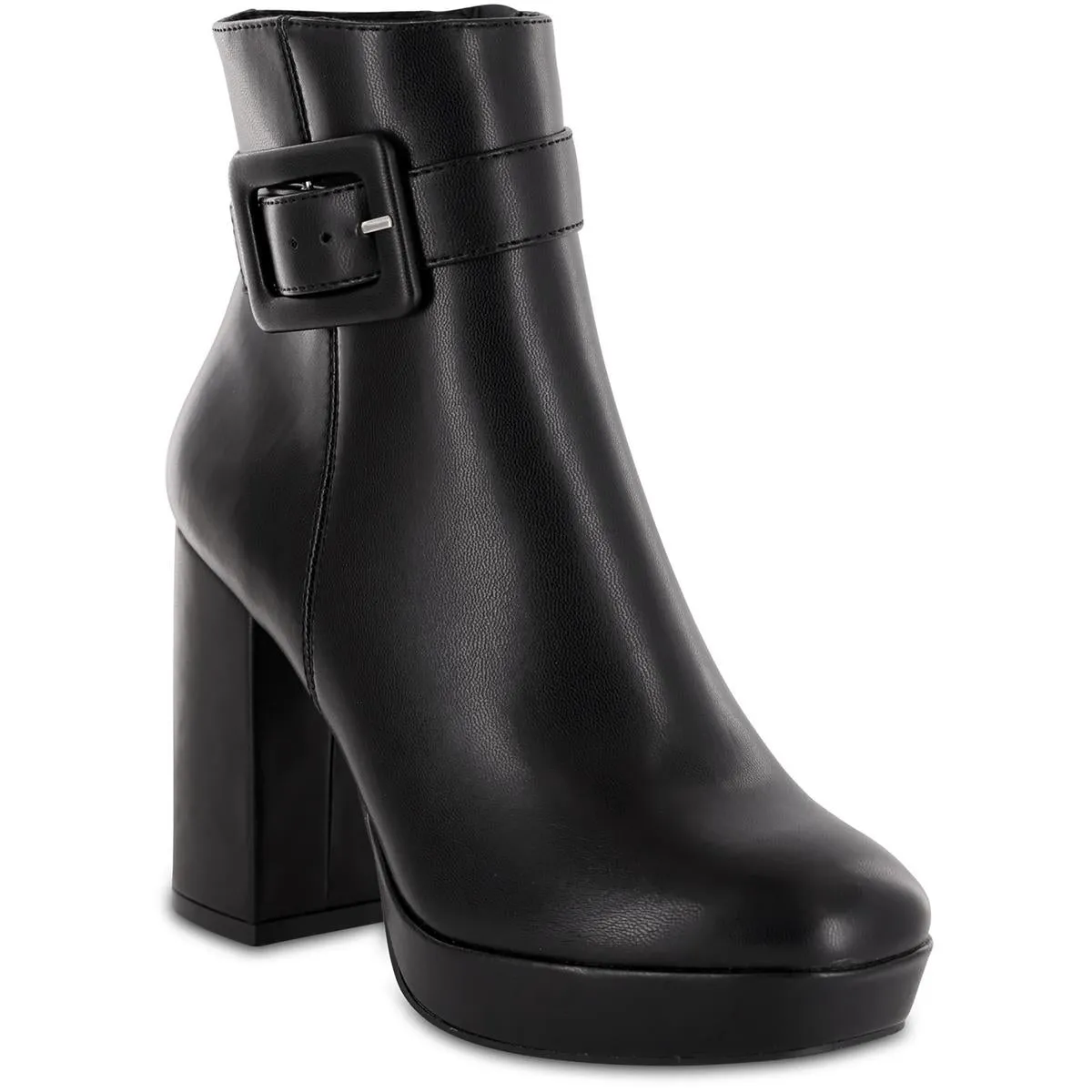Georgie Womens Faux Leather Square Toe Ankle Boots