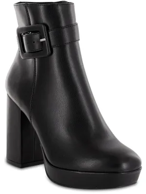 Georgie Womens Faux Leather Square Toe Ankle Boots