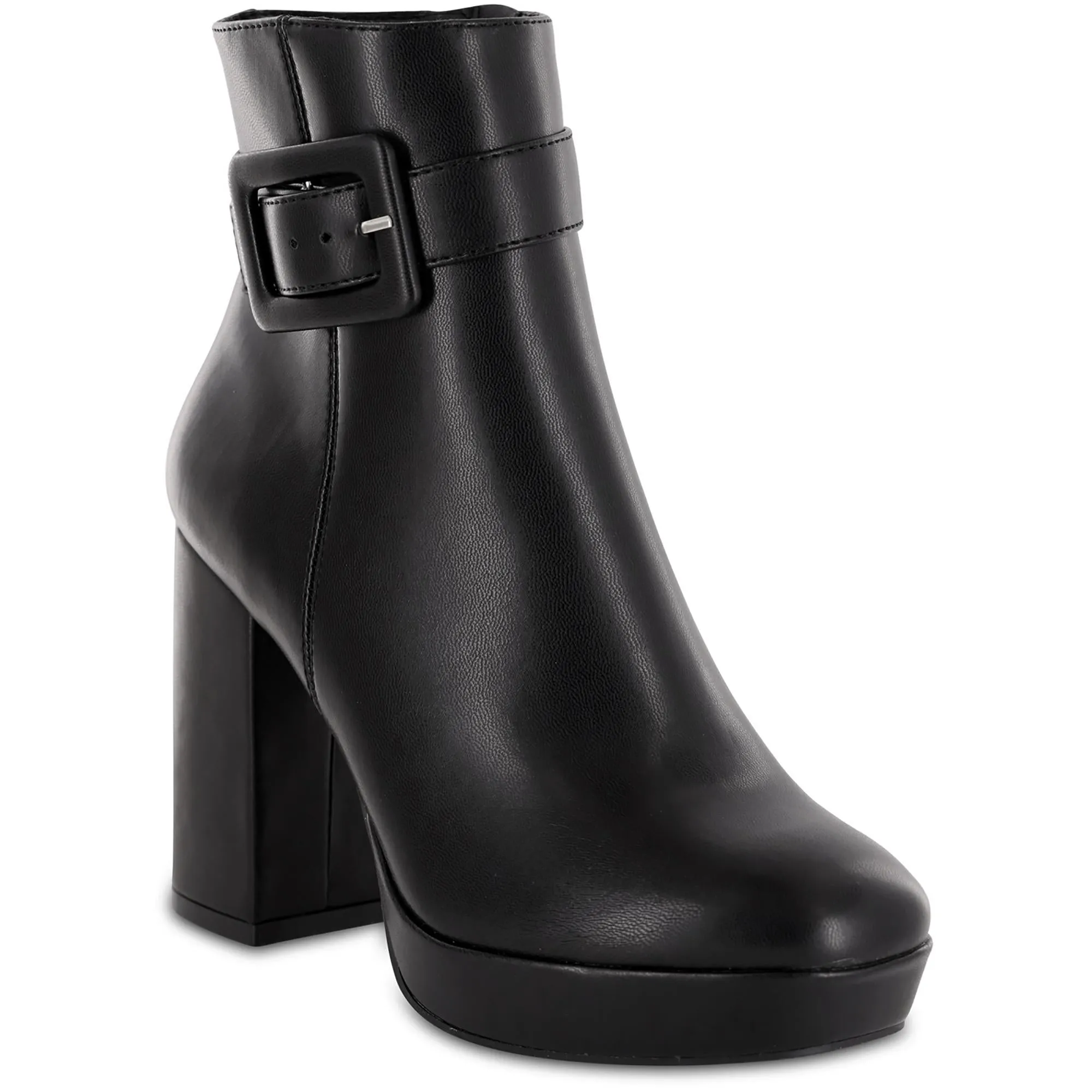 Georgie Womens Faux Leather Square Toe Ankle Boots