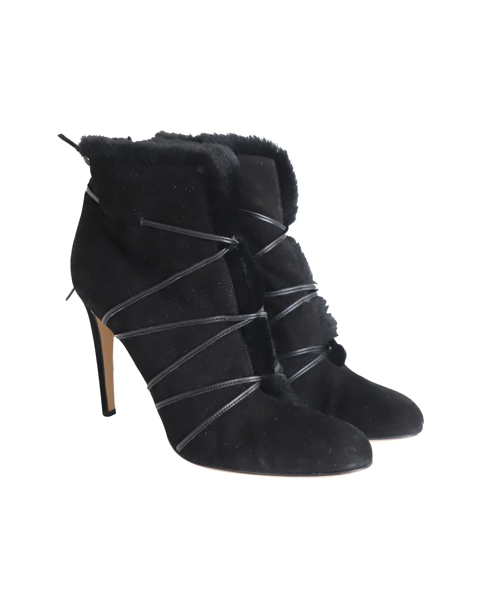 Gianvito Rossi Aspen Lace-up Ankle Booties in Black Suede