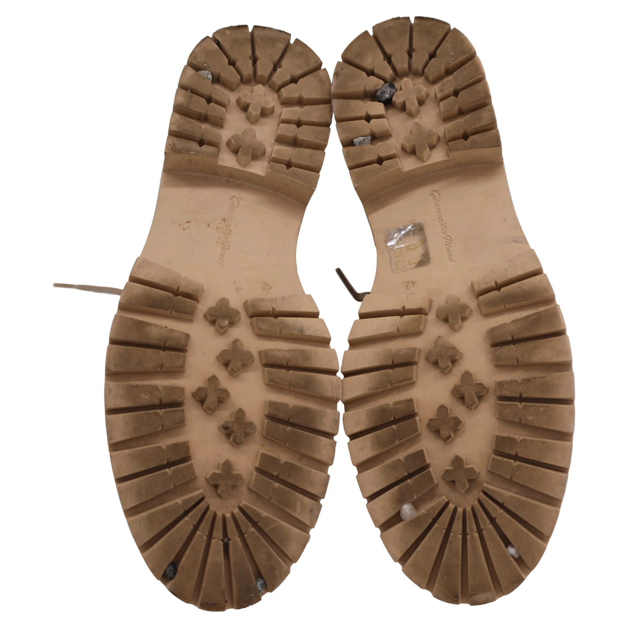 Gianvito Rossi Martis Rib-Knit Combat Boots in Beige Leather