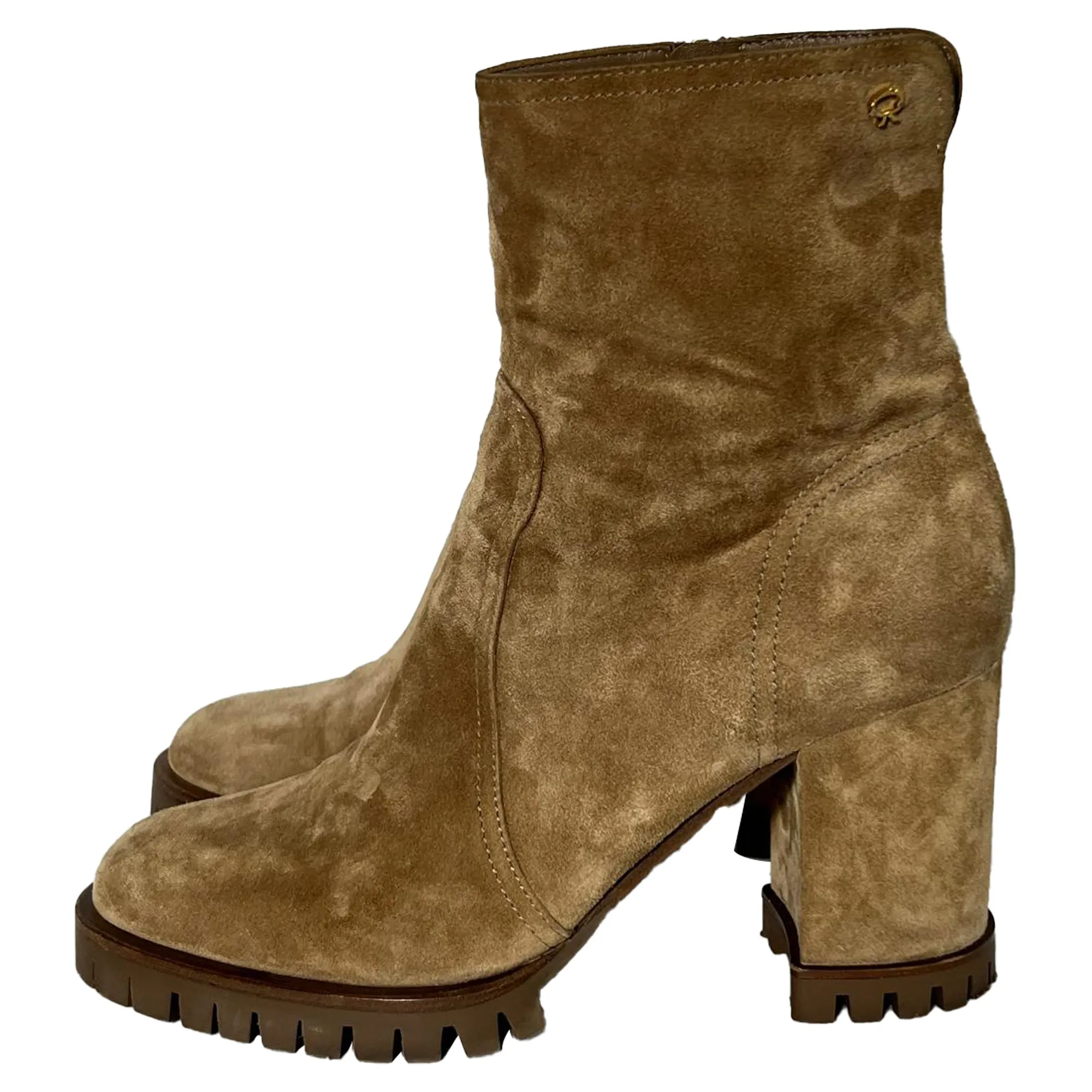Gianvito Rossi Timber Zipped Ankle Boots in Brown Suede