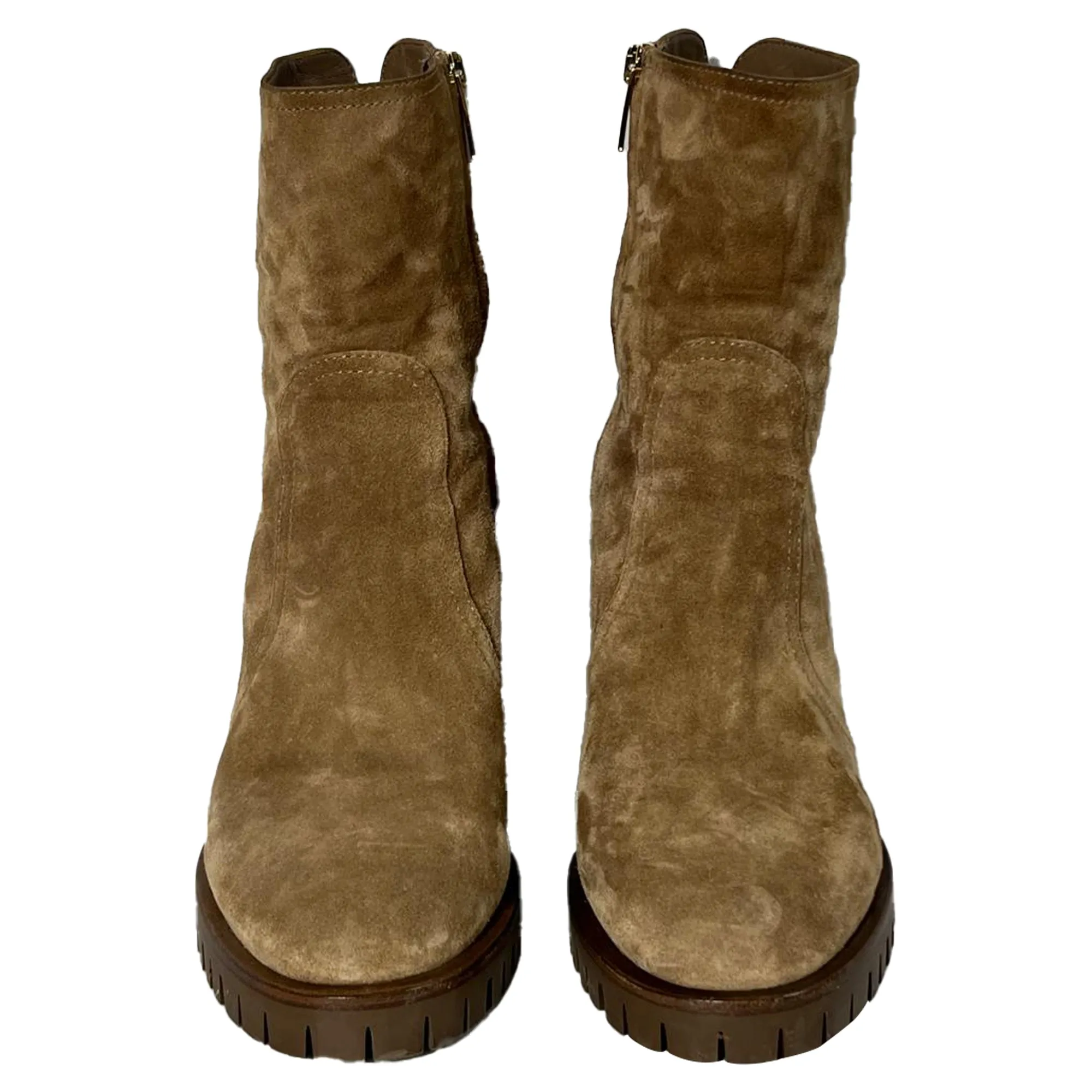 Gianvito Rossi Timber Zipped Ankle Boots in Brown Suede