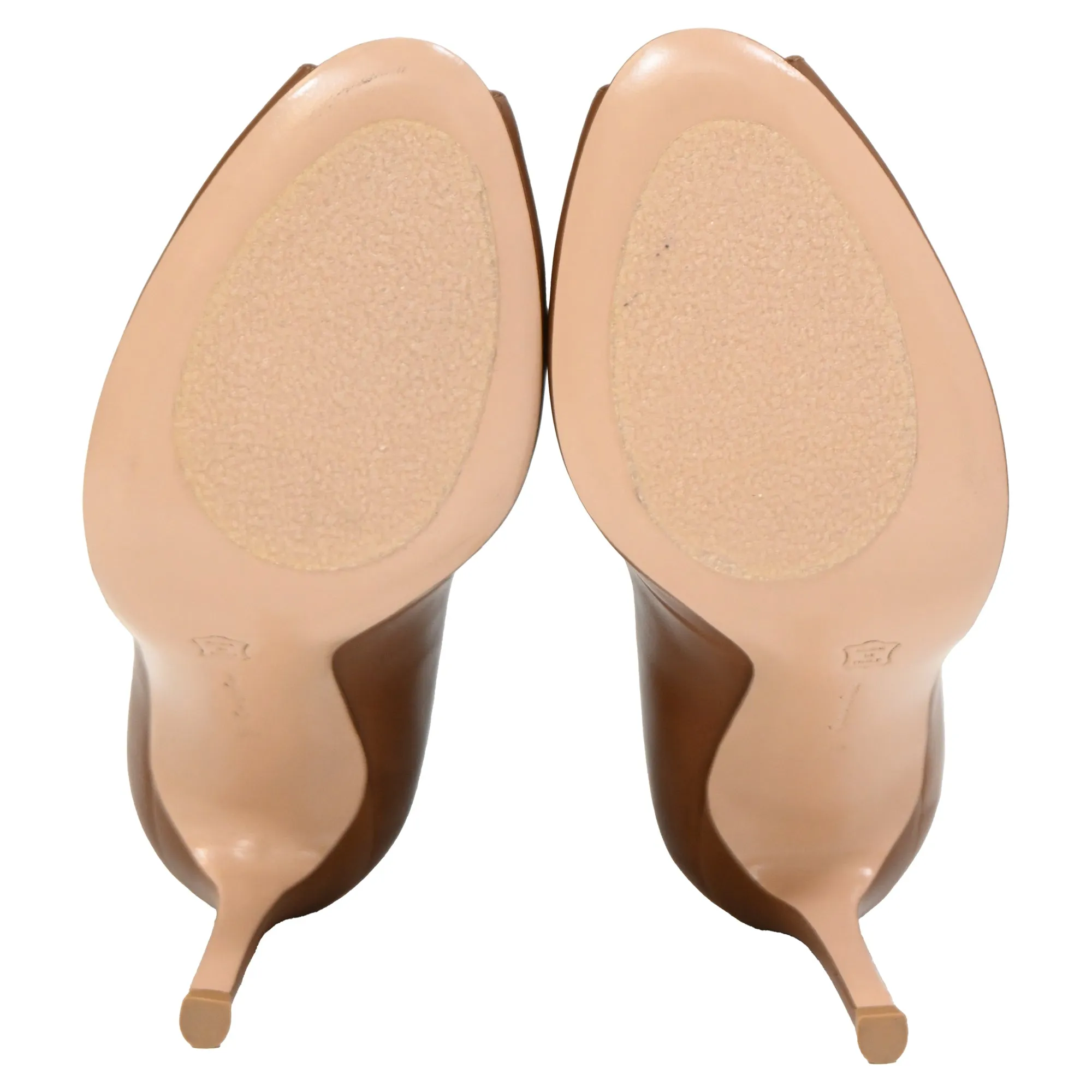 Gianvito Rossi Vamp Peep-Toe Ankle Boots in Brown Leather