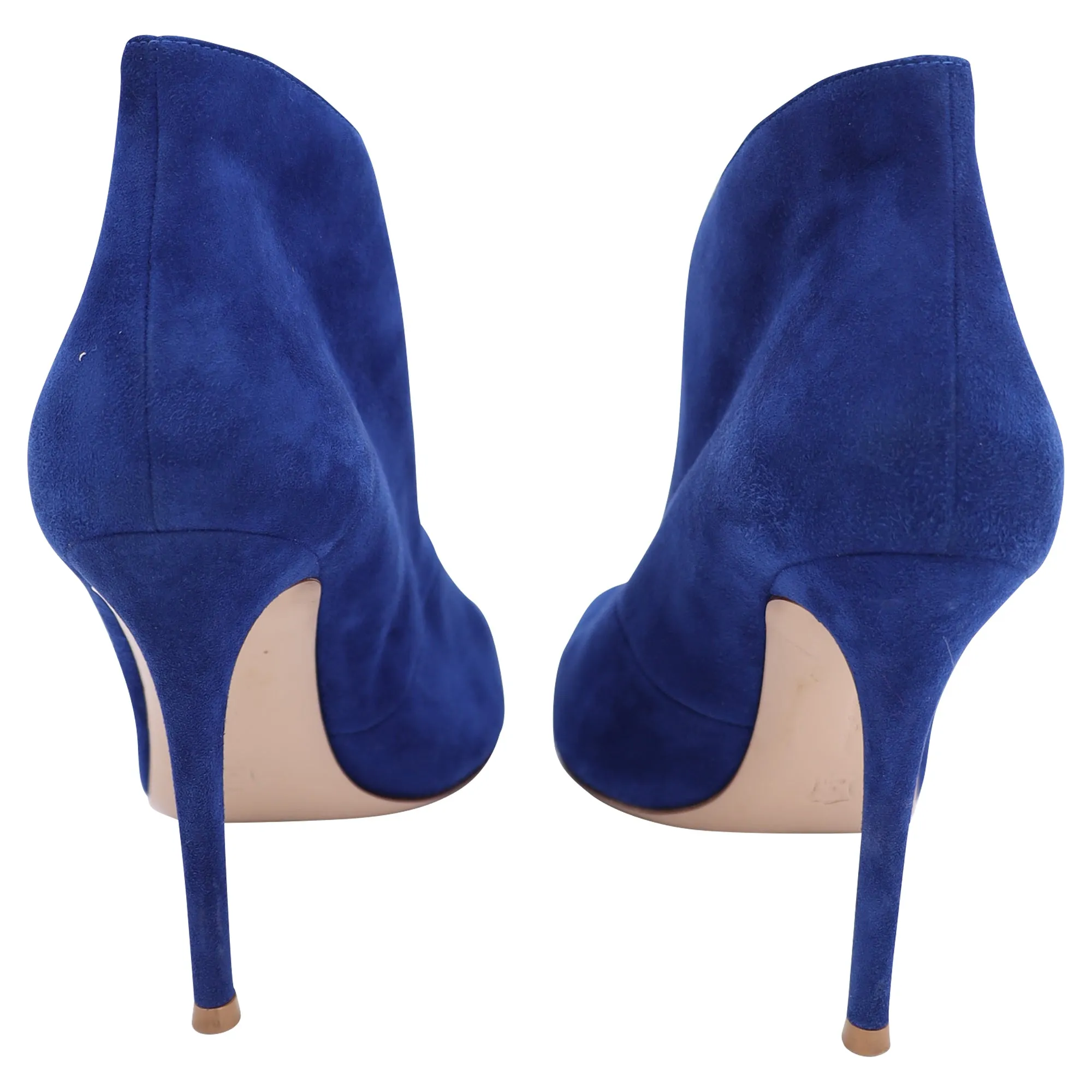 Gianvito Rossi Vamp Peep Toe Booties in Blue Suede