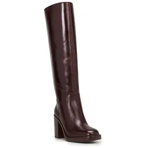 GIBI Womens Extra Wide Calf Leather Knee-High Boots