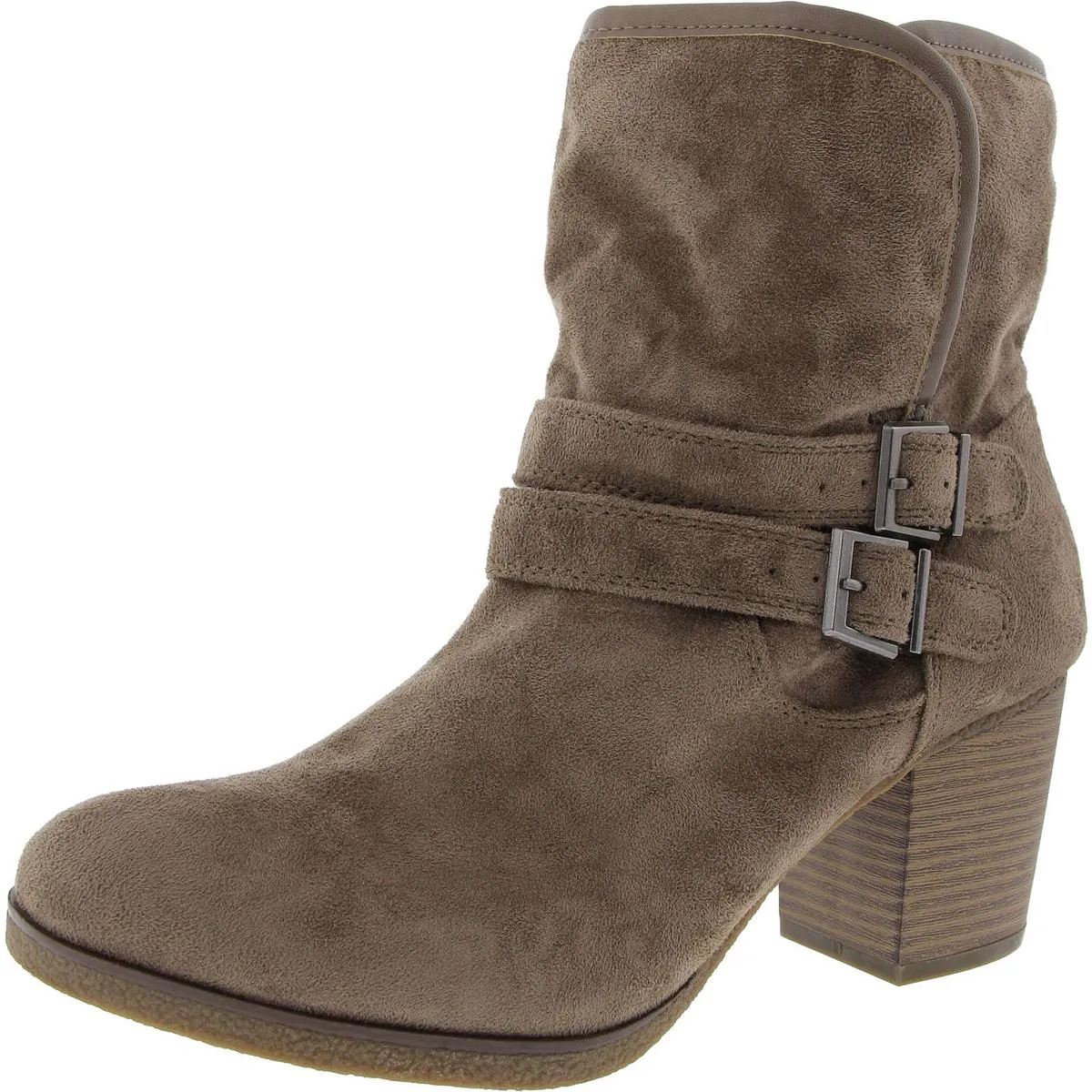 Gigii Womens Faux Suede Fold Over Ankle Boots
