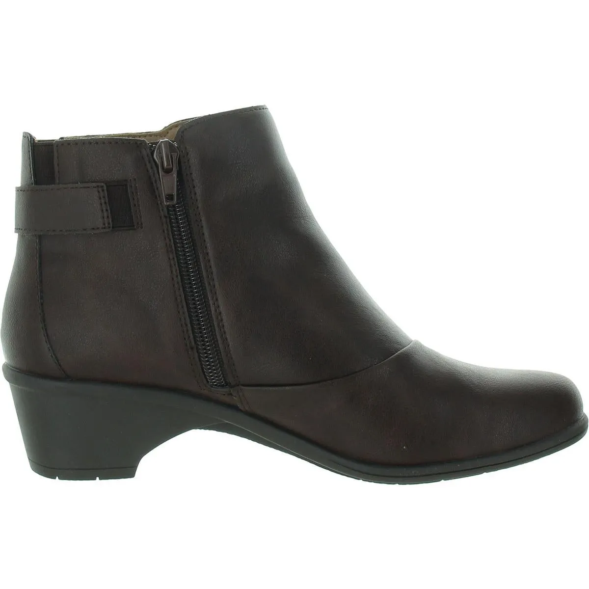 Giselle Womens Buckle Faux Leather Ankle Boots