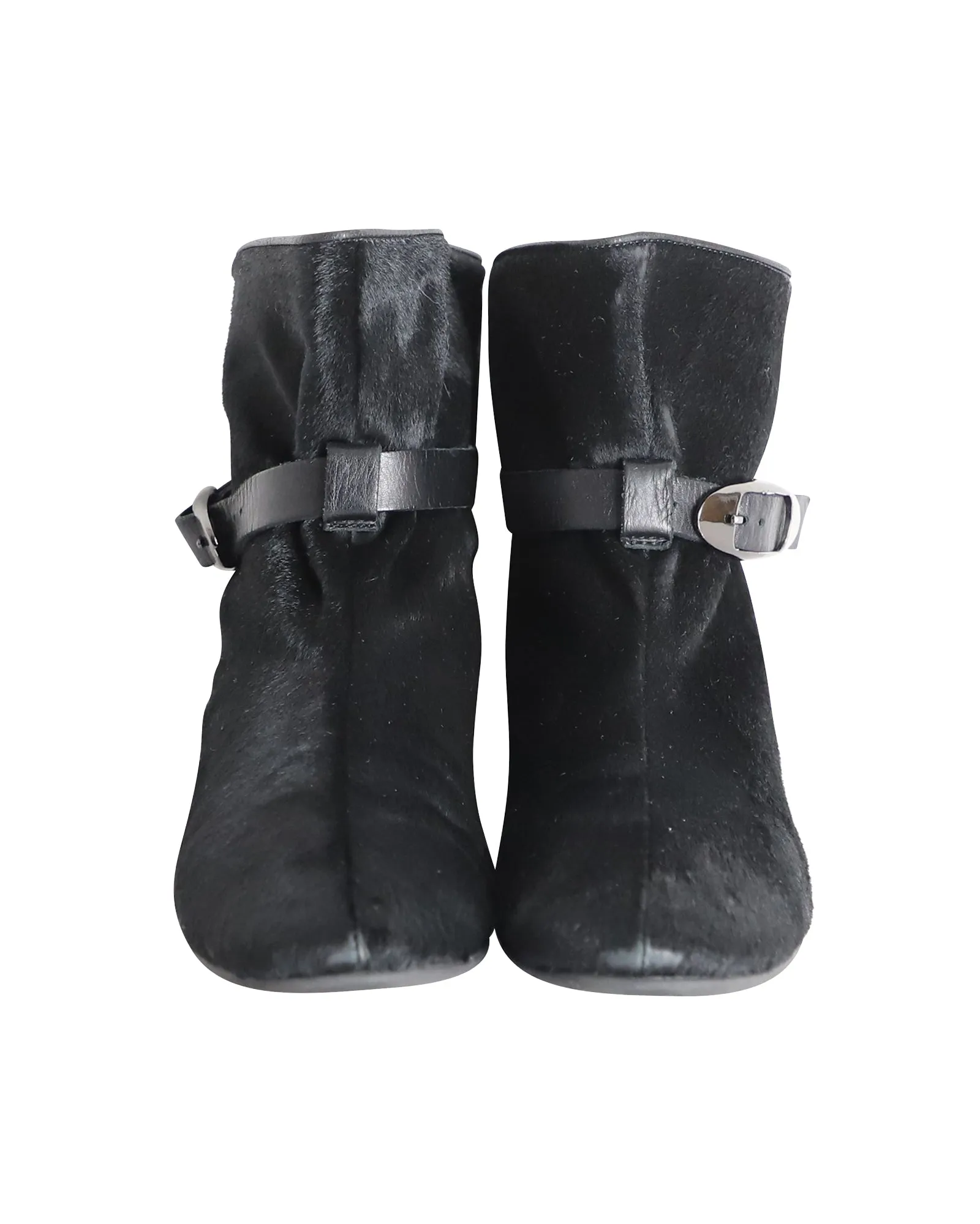 Giuseppe Zanotti Buckled Ankle Boots in Black Pony-style Leather