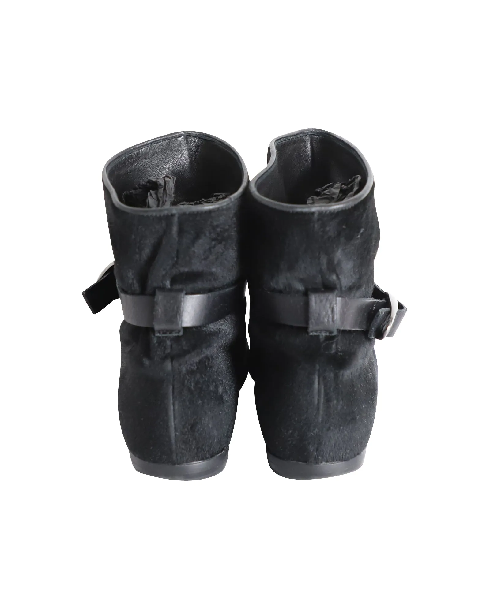 Giuseppe Zanotti Buckled Ankle Boots in Black Pony-style Leather
