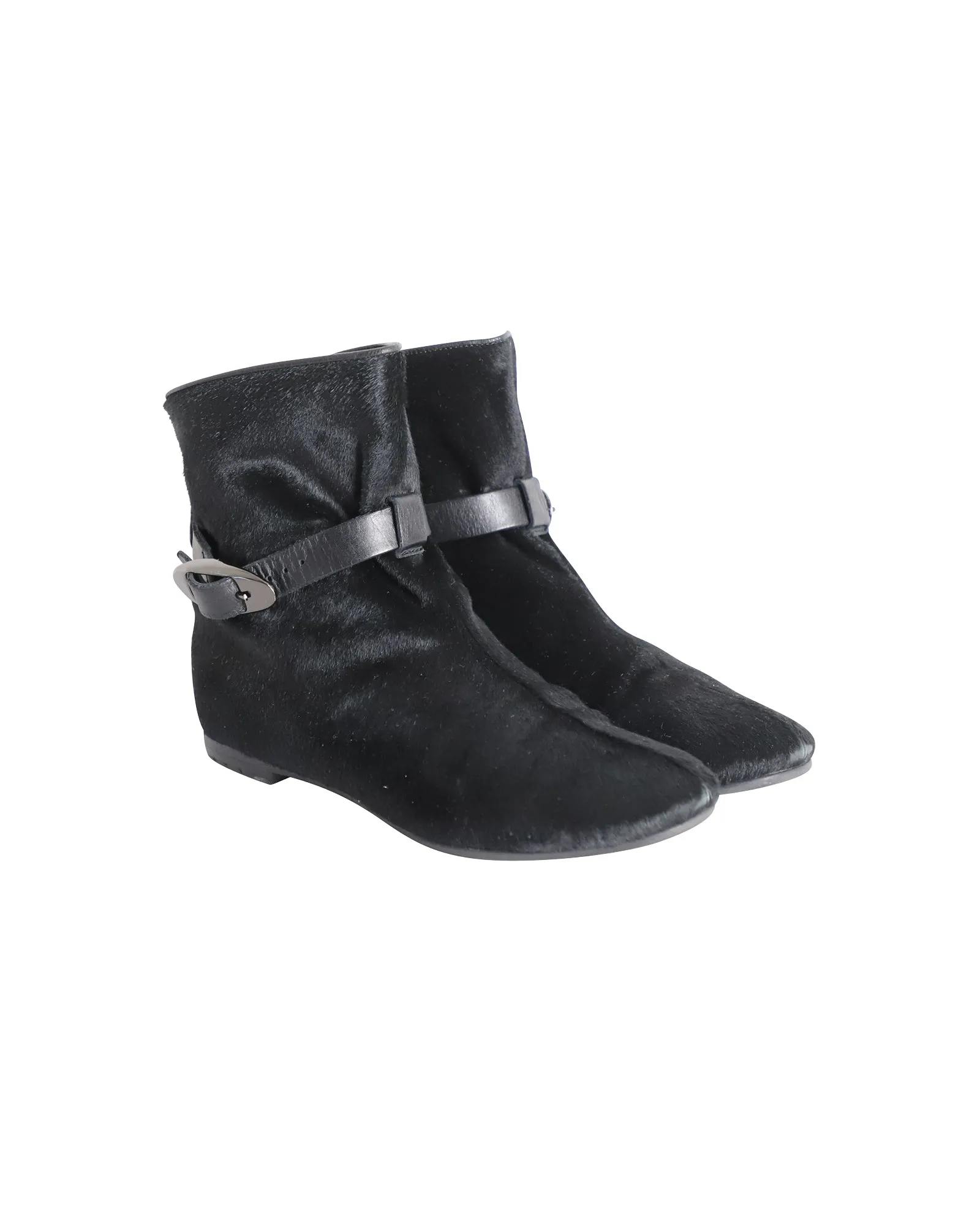Giuseppe Zanotti Buckled Ankle Boots in Black Pony-style Leather