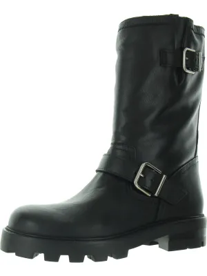 Gleeson Womens Faux Leather Platforms Motorcycle Boots