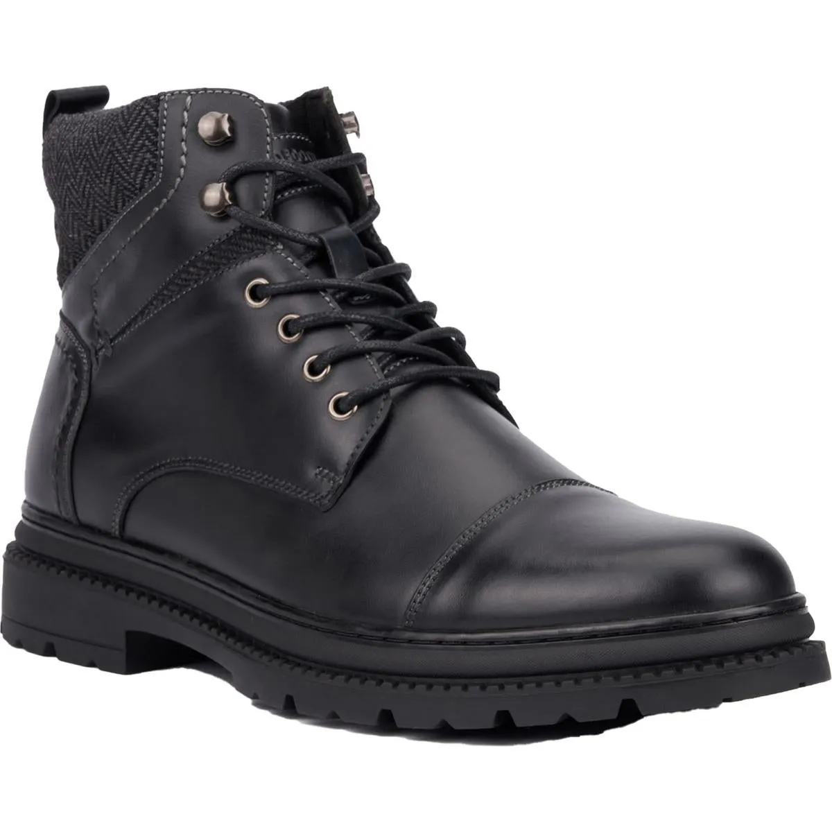 Glenn Mens Lugged Sole Leather Combat & Lace-Up Boots