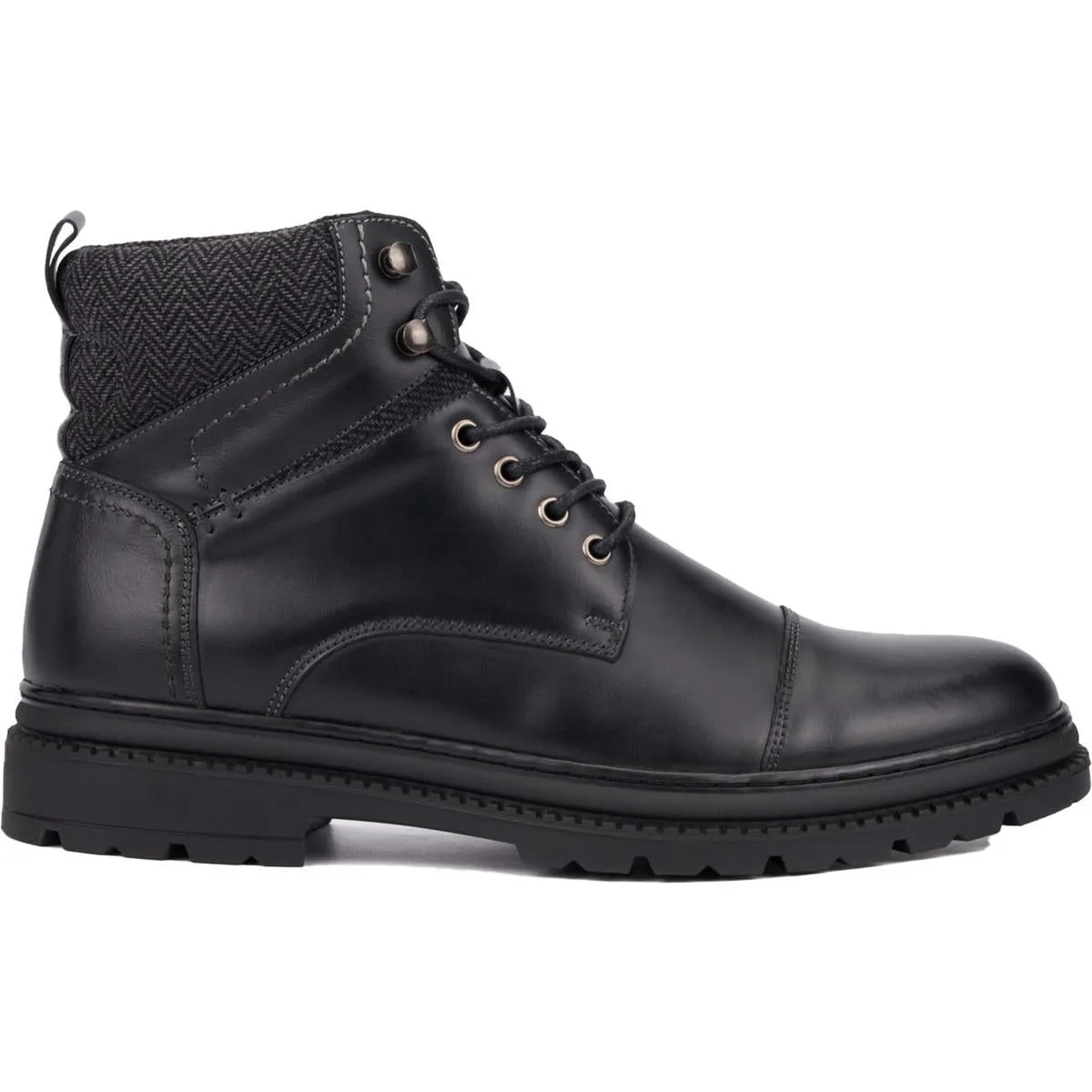 Glenn Mens Lugged Sole Leather Combat & Lace-Up Boots