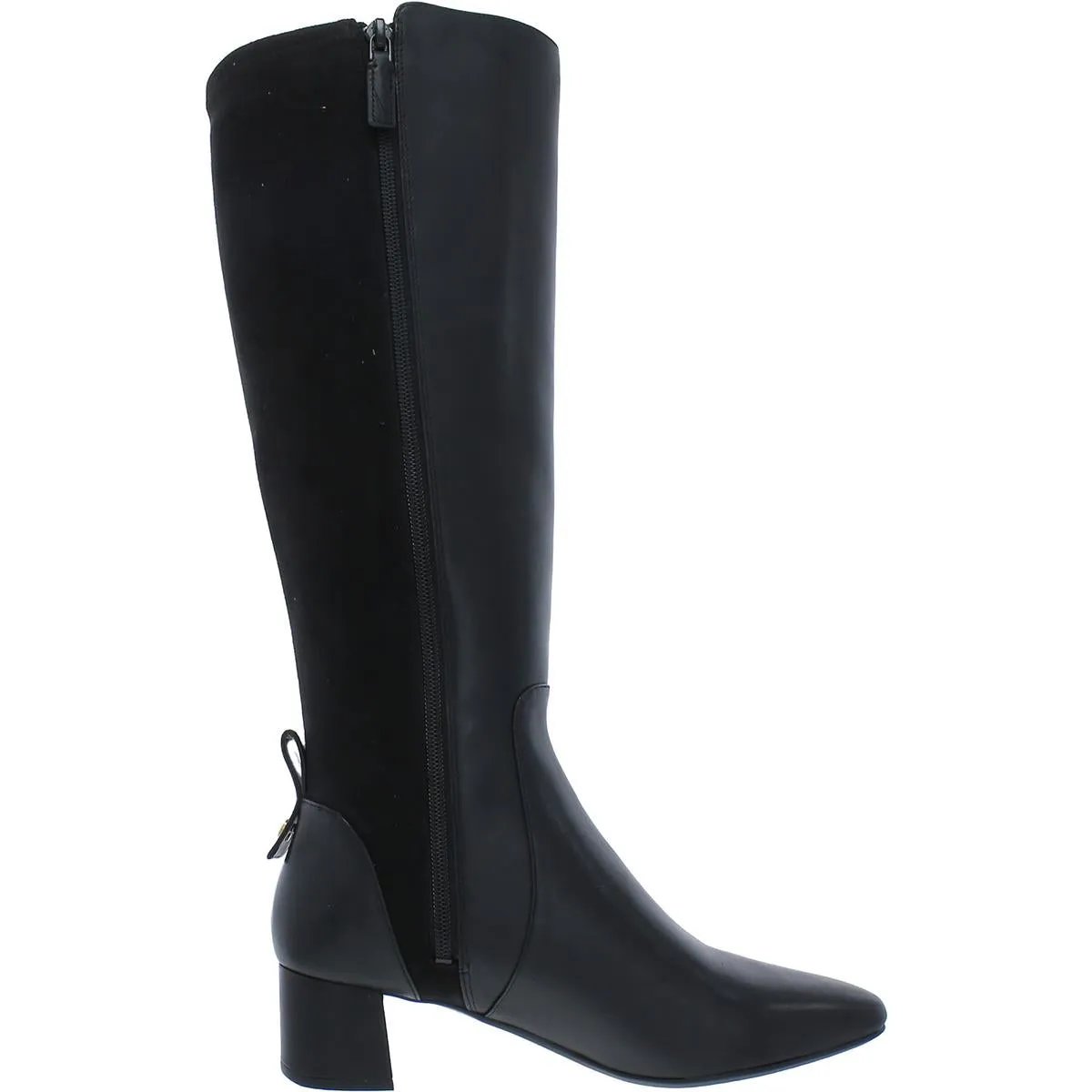 GO TO BLOCK Womens Leather Block Heel Knee-High Boots