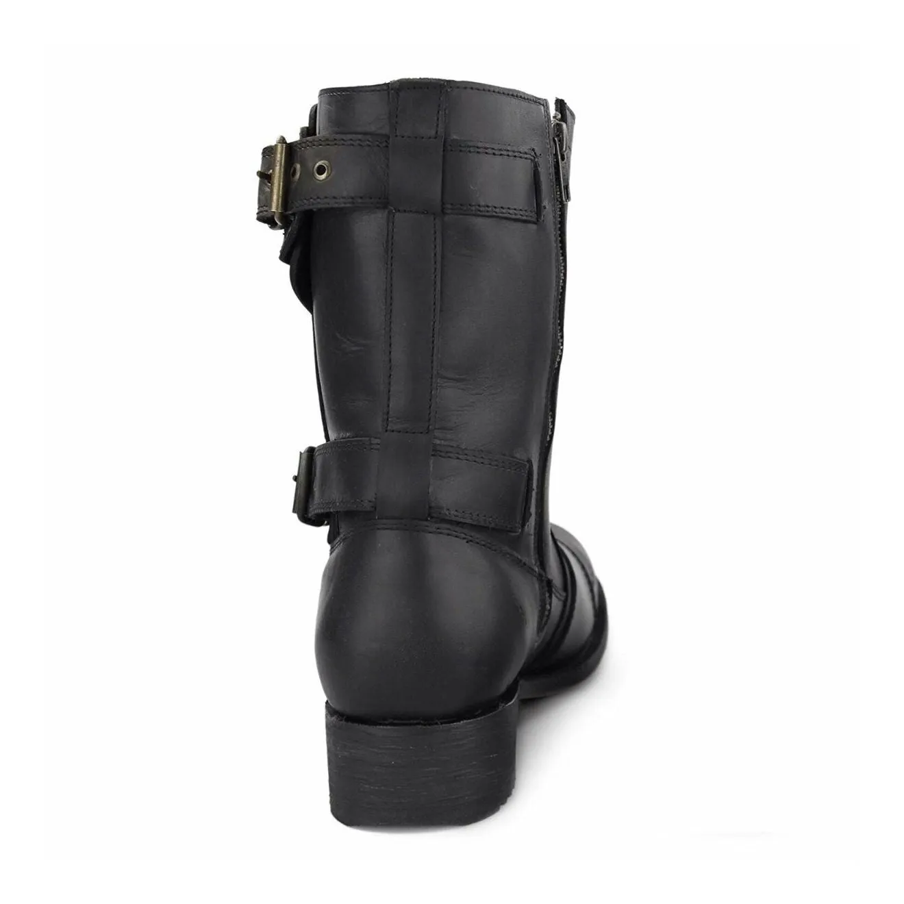Grinders Mens Black Leather Cowboy Boots-Route 66