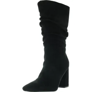 GWYEPPY Womens Gathered Faux Suede Mid-Calf Boots