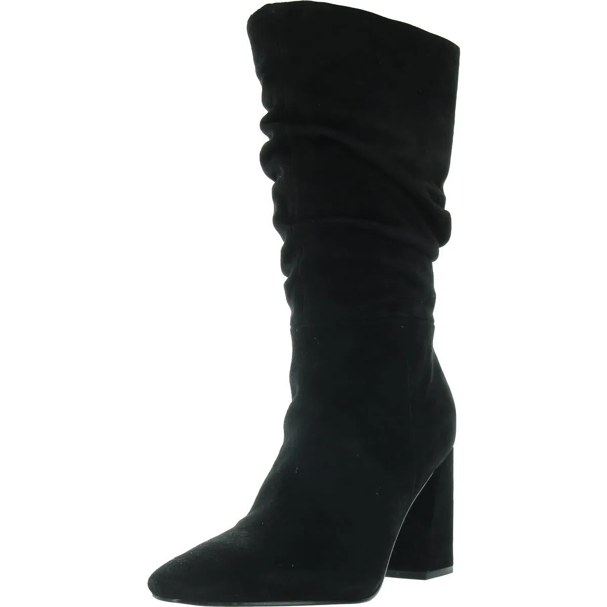 GWYEPPY Womens Gathered Faux Suede Mid-Calf Boots