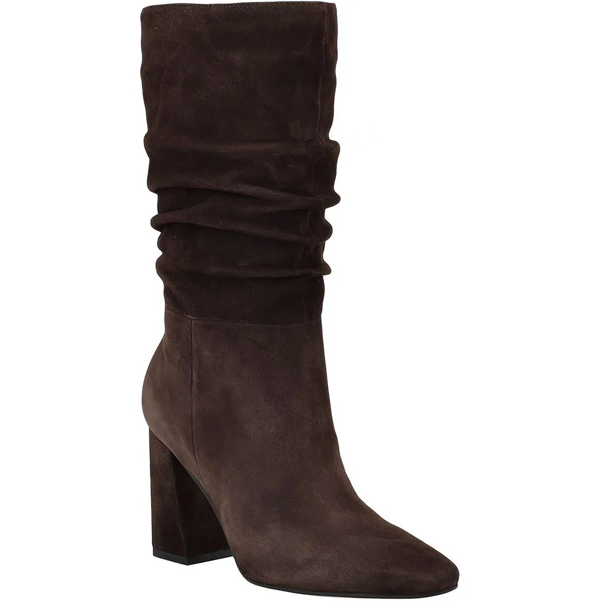 GWYEPPY Womens Gathered Faux Suede Mid-Calf Boots