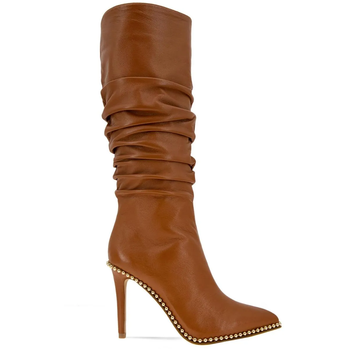 Harbi Womens Leather Heels Knee-High Boots