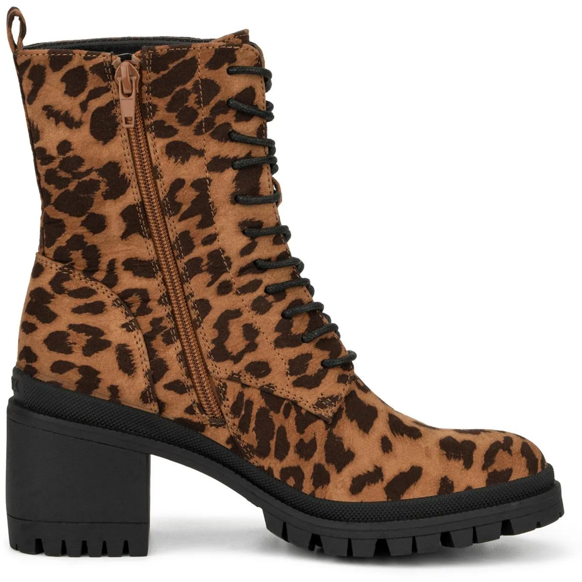 Harlow Womens Microsuede Animal Print Combat & Lace-up Boots