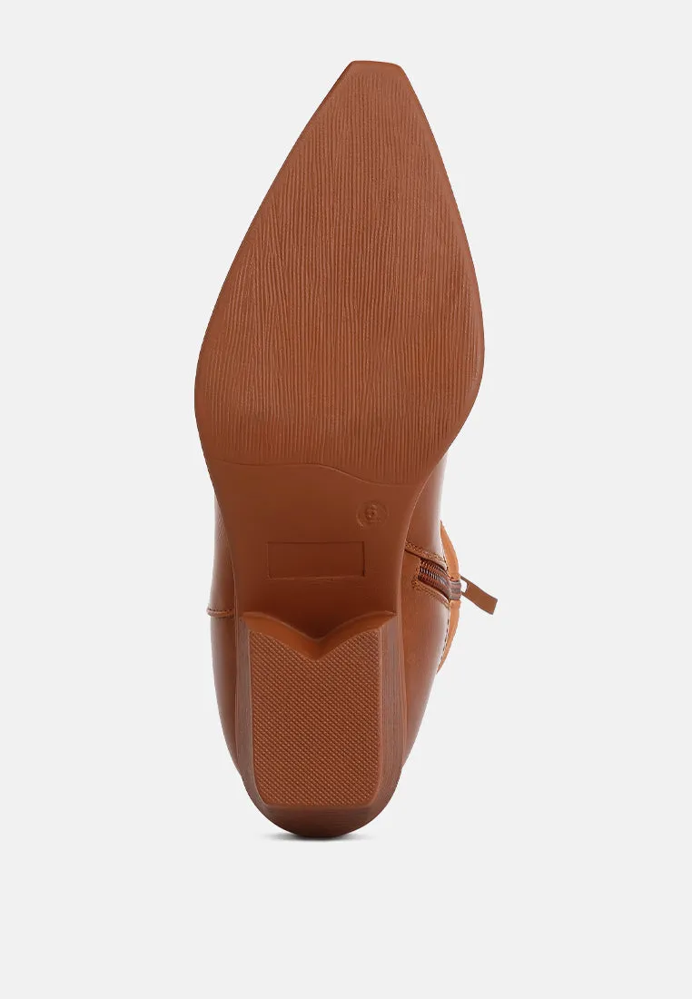 hasting patchwork detail low heel cowboy boots