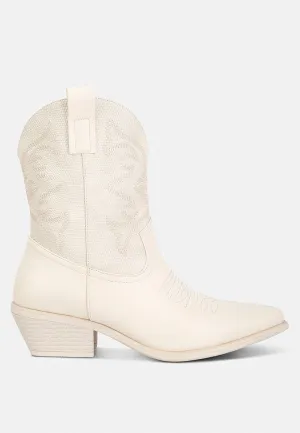 hasting patchwork detail low heel cowboy boots