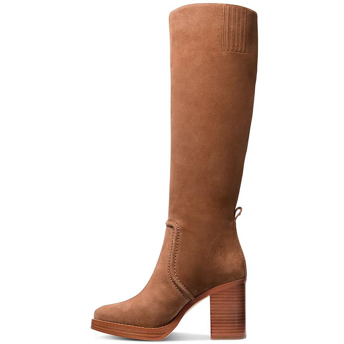 HAYDEN Womens Block Heel Leather Knee-High Boots