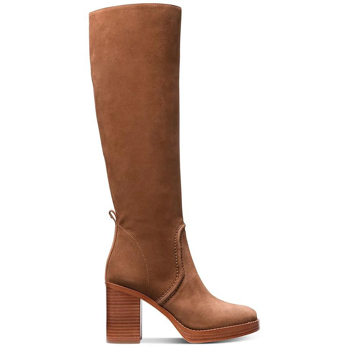 HAYDEN Womens Block Heel Leather Knee-High Boots