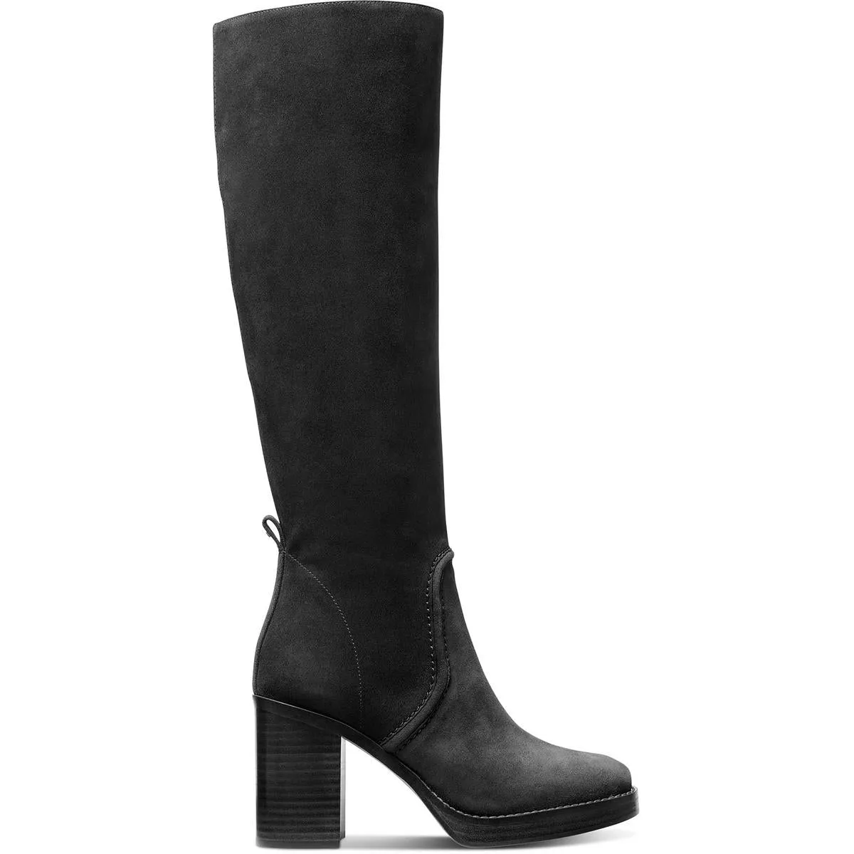 HAYDEN Womens Block Heel Leather Knee-High Boots