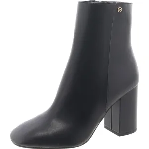 Hazel Womens Faux Leather Block Heel Booties