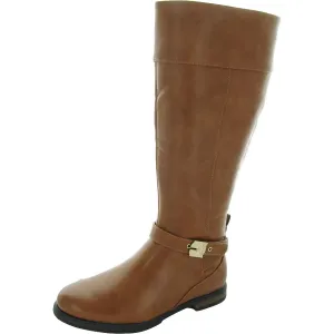 Hello Rider Womens Wide Calf Faux Leather Motorcycle Boots