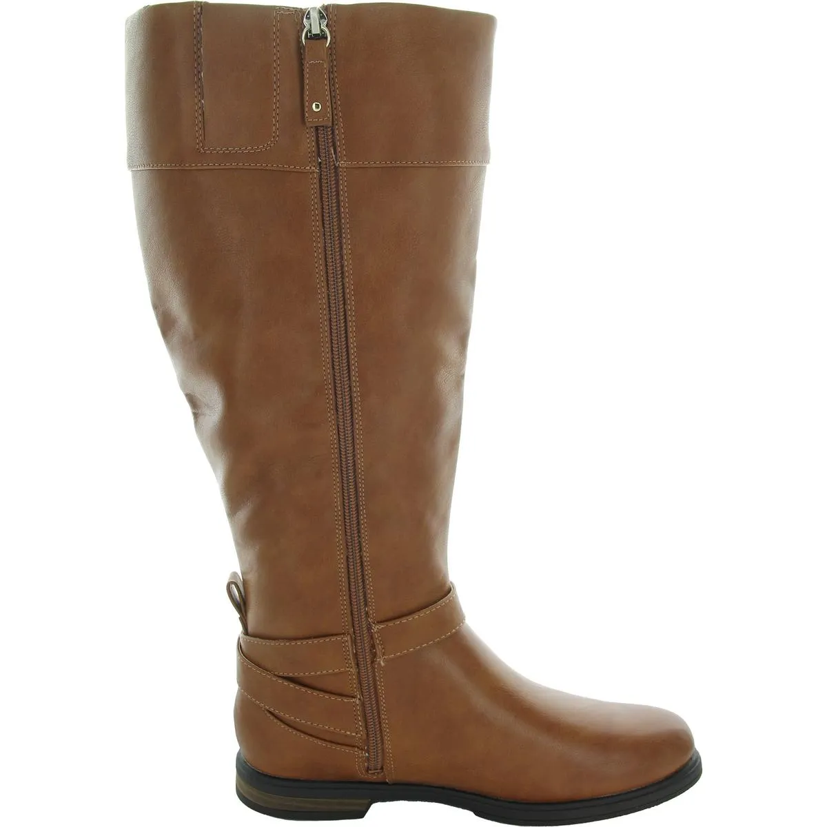 Hello Rider Womens Wide Calf Faux Leather Motorcycle Boots
