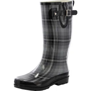 HIghland Plaid  Womens Waterproof Pull On Rain Boots