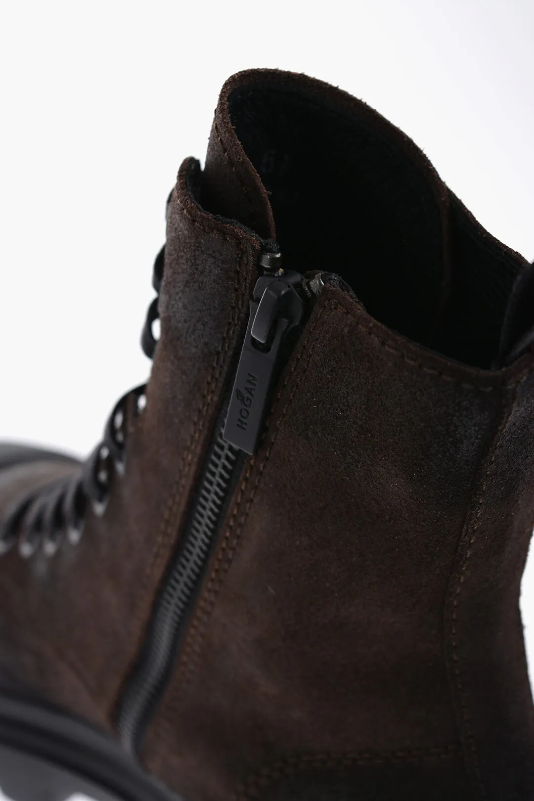 Hogan Suede Leather Boots With Tank Sole