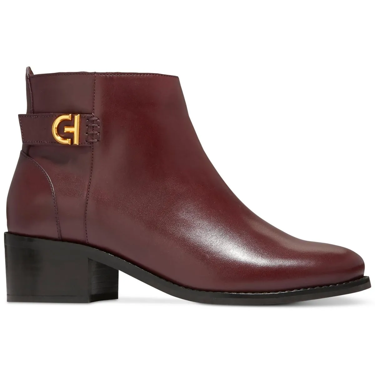 Holis Buckle Bootie  Womens Leather Block Heel Ankle Boots