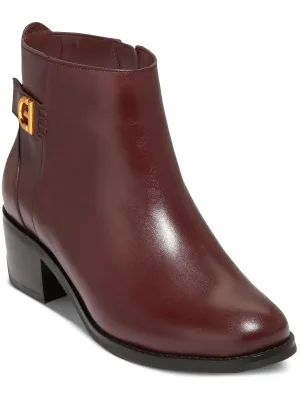 Holis Buckle Bootie  Womens Leather Block Heel Ankle Boots