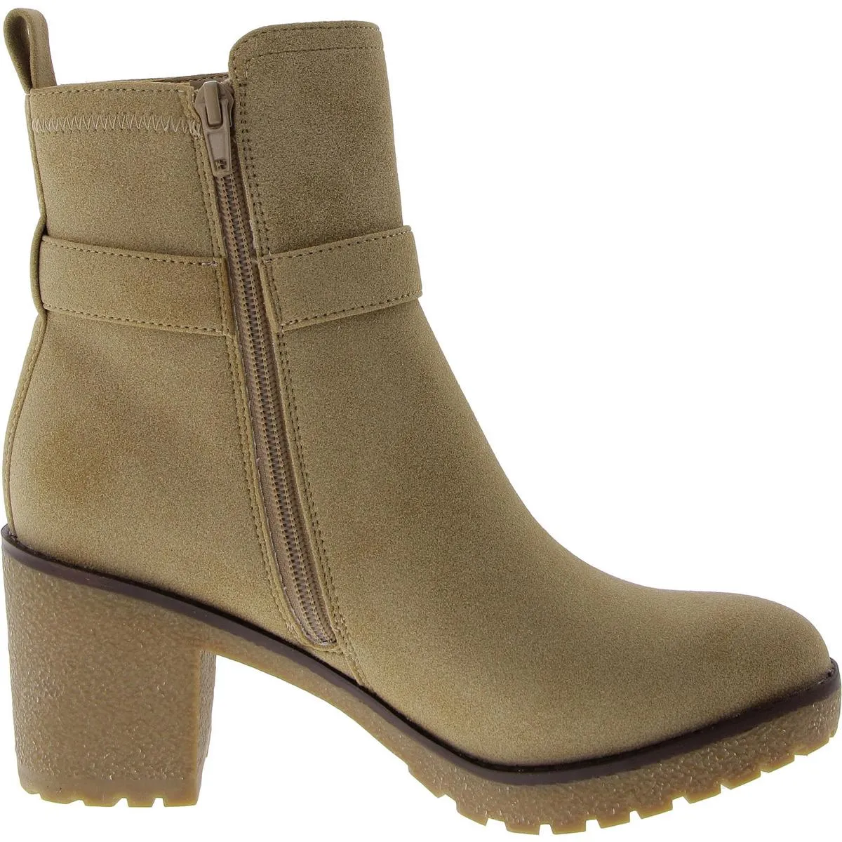 HOLT Womens Faux Leather Zipper Ankle Boots