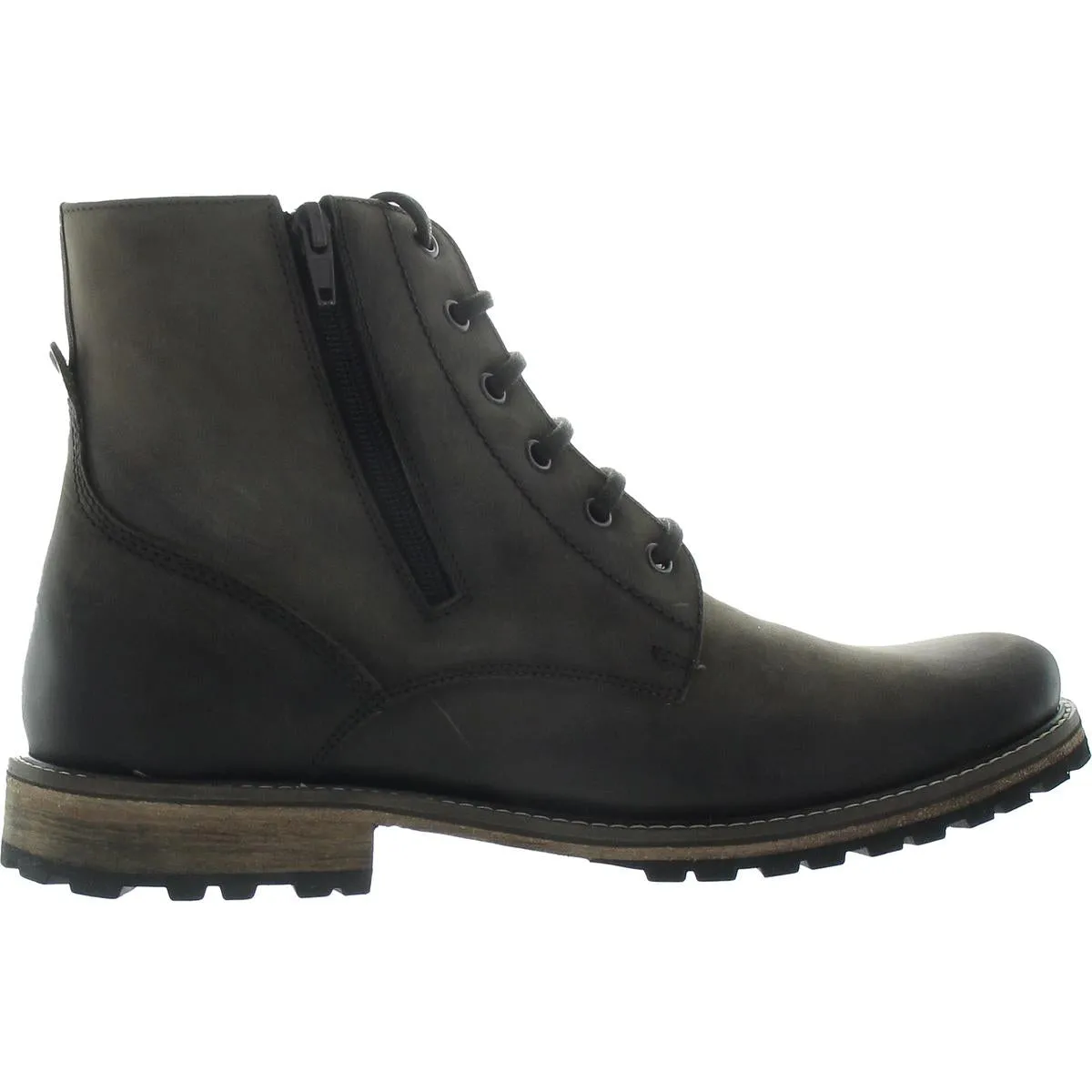 Hoyt Mens Zipper Leather Combat & Lace-Up Boots